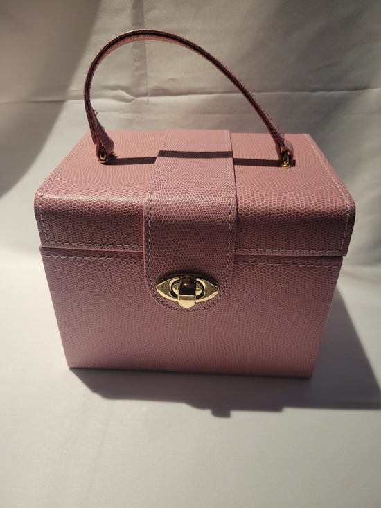 Handbags - Structured Pink Top-Handle Jewelry Case